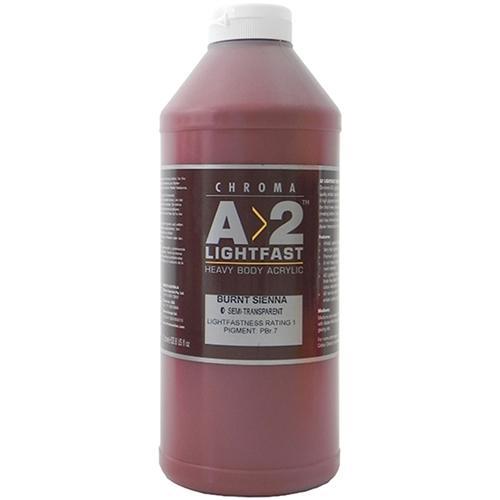 A2 Lightfast Heavy Body Acrylic Paint 1 Litre - Burnt Sienna