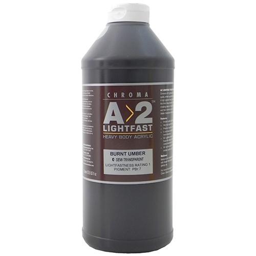 A2 Lightfast Heavy Body Acrylic Paint 1 Litre - Burnt Umber