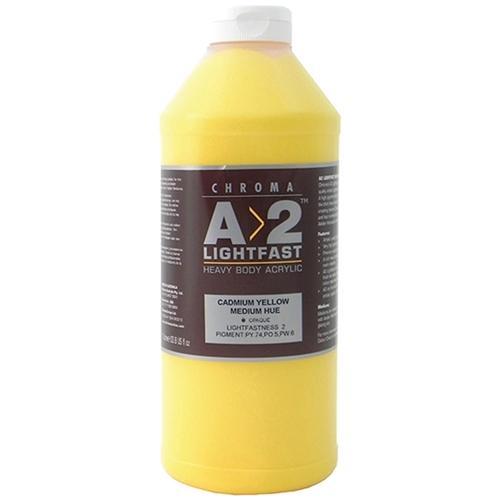 A2 Lightfast Heavy Body Acrylic Paint 1 Litre - Cadmium Medium Yellow