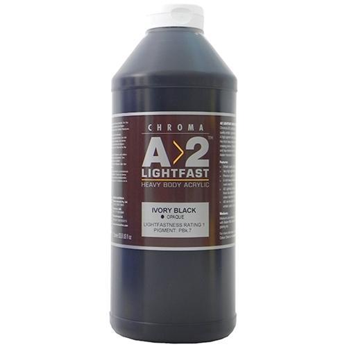 A2 Lightfast Heavy Body Acrylic Paint 1 Litre - Ivory Black