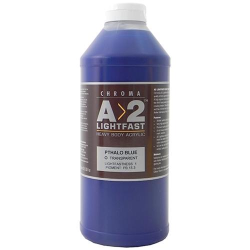 A2 Lightfast Heavy Body Acrylic Paint 1 Litre - Pthalo Blue