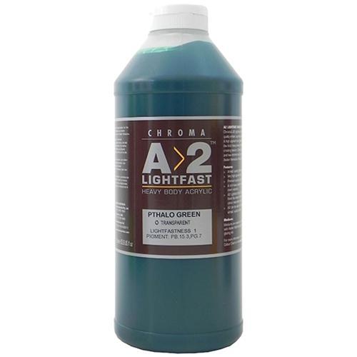 A2 Lightfast Heavy Body Acrylic Paint 1 Litre - Pthalo Green