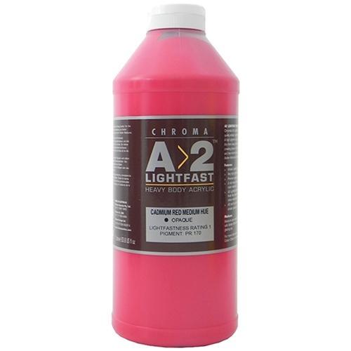 A2 Lightfast Heavy Body Acrylic Paint 1 Litre - Cadmium Medium Red