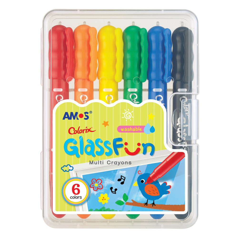 Amos Colorix Glass Fun Multi Colour Crayons, Pack of 6