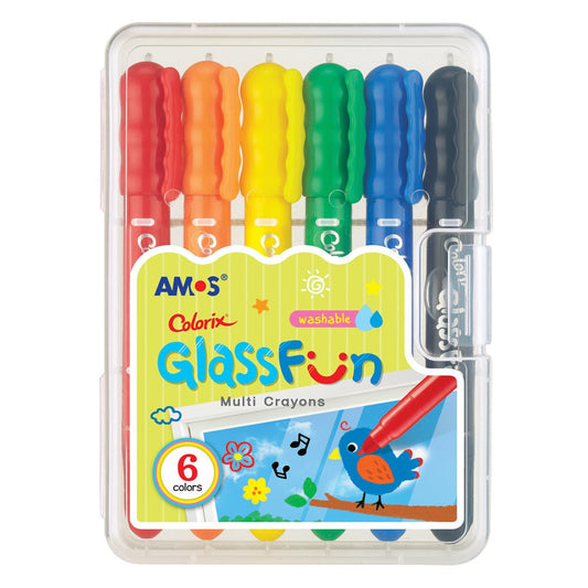 Amos Colorix Glass Fun Multi Colour Crayons, Pack of 6
