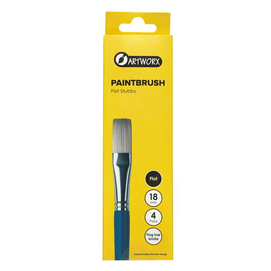 Artworx Paint Brush Stubby Flat 18mm, Pack of 4