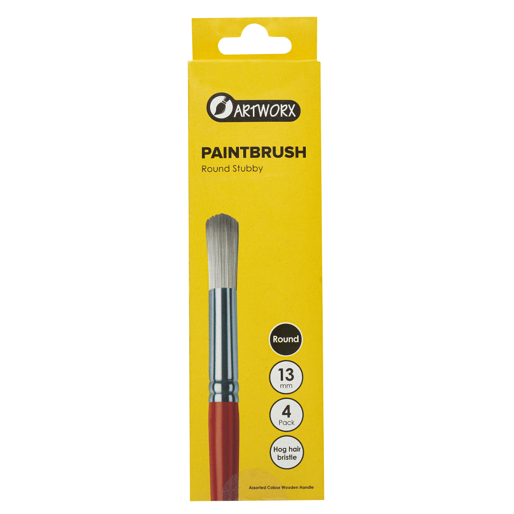 Artworx Paint Brush Stubby Round 13mm, Pack of 4